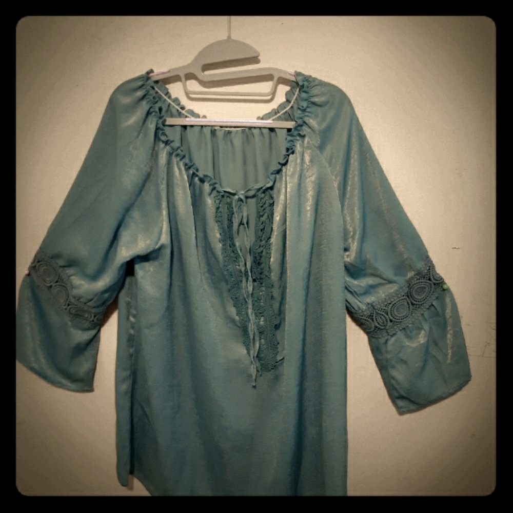 3X Ladies, periwinkle blue, boho blouse